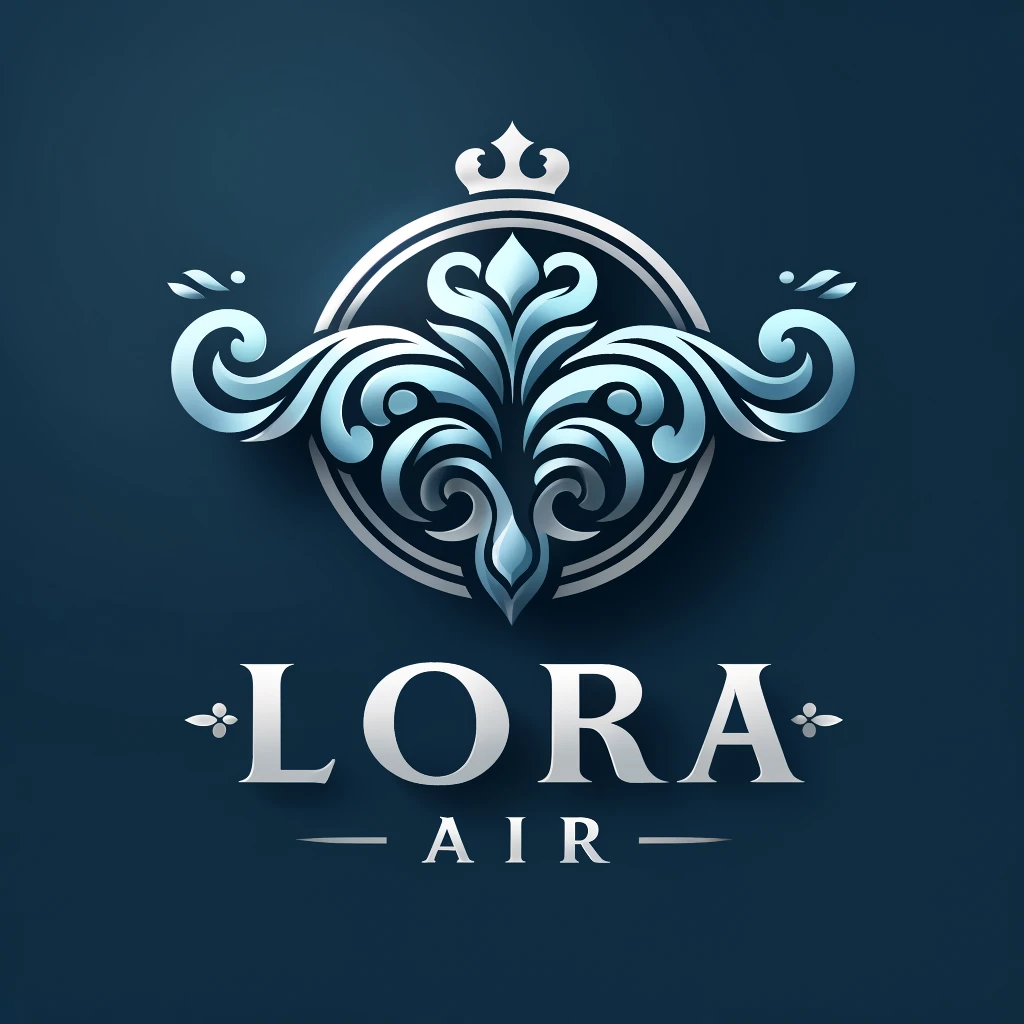 This image has an empty alt attribute; its file name is DALLE-2024-05-05-08.51.54-A-logo-design-for-Lora-Air-featuring-a-regal-royal-theme.-The-logo-should-include-a-stylized-representation-of-air-or-wind-perhaps-using-flowing-l.webp